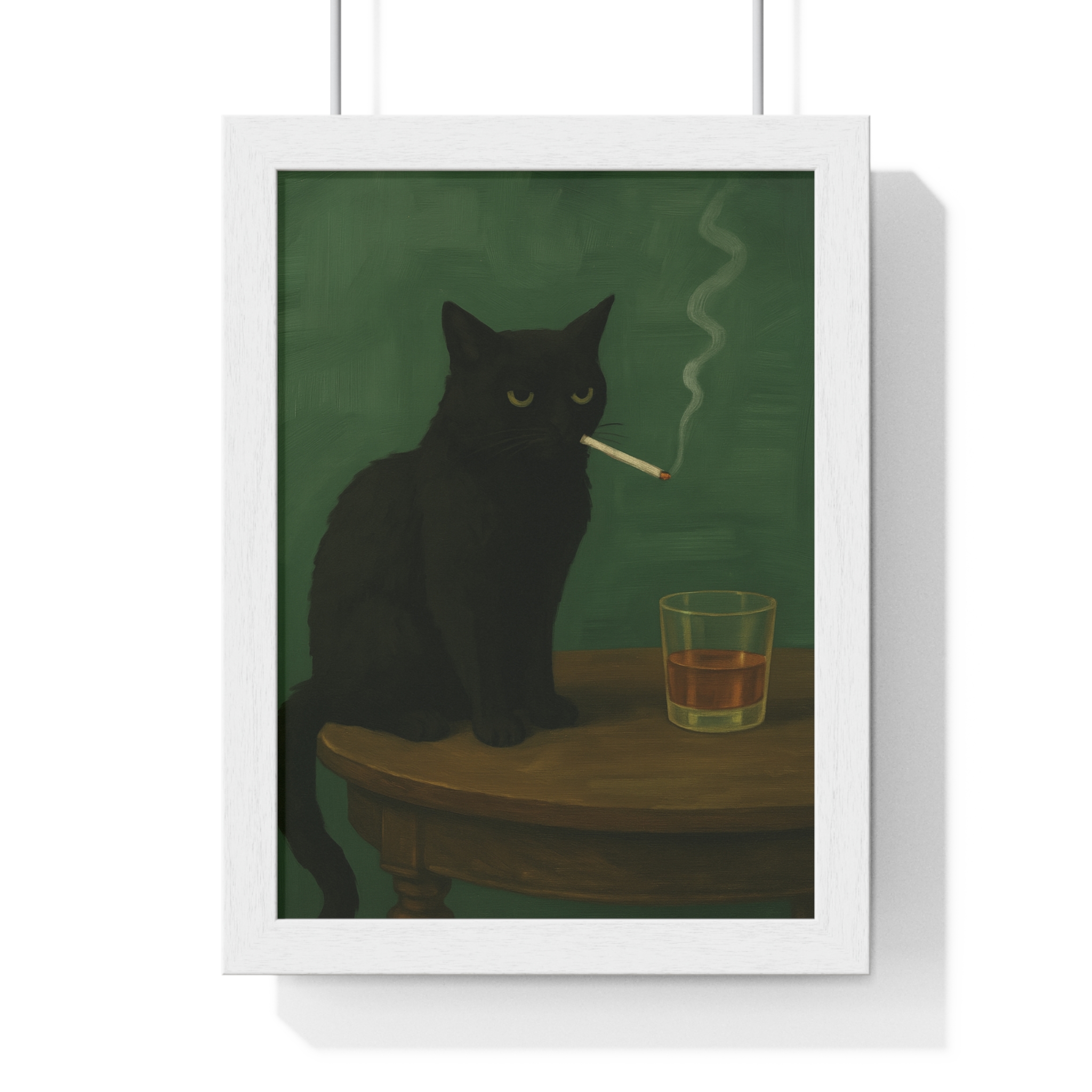 Framed Poster — Noir Cat with Whiskey & Cigarette Wall Art - Image 4