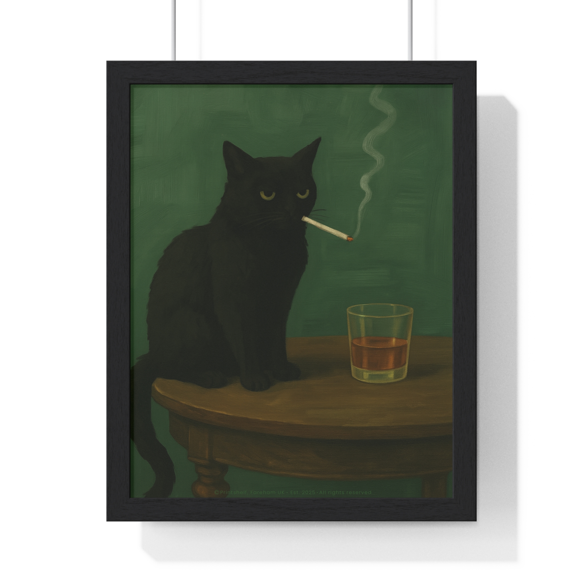 Framed Poster — Noir Cat with Whiskey & Cigarette Wall Art - Image 7