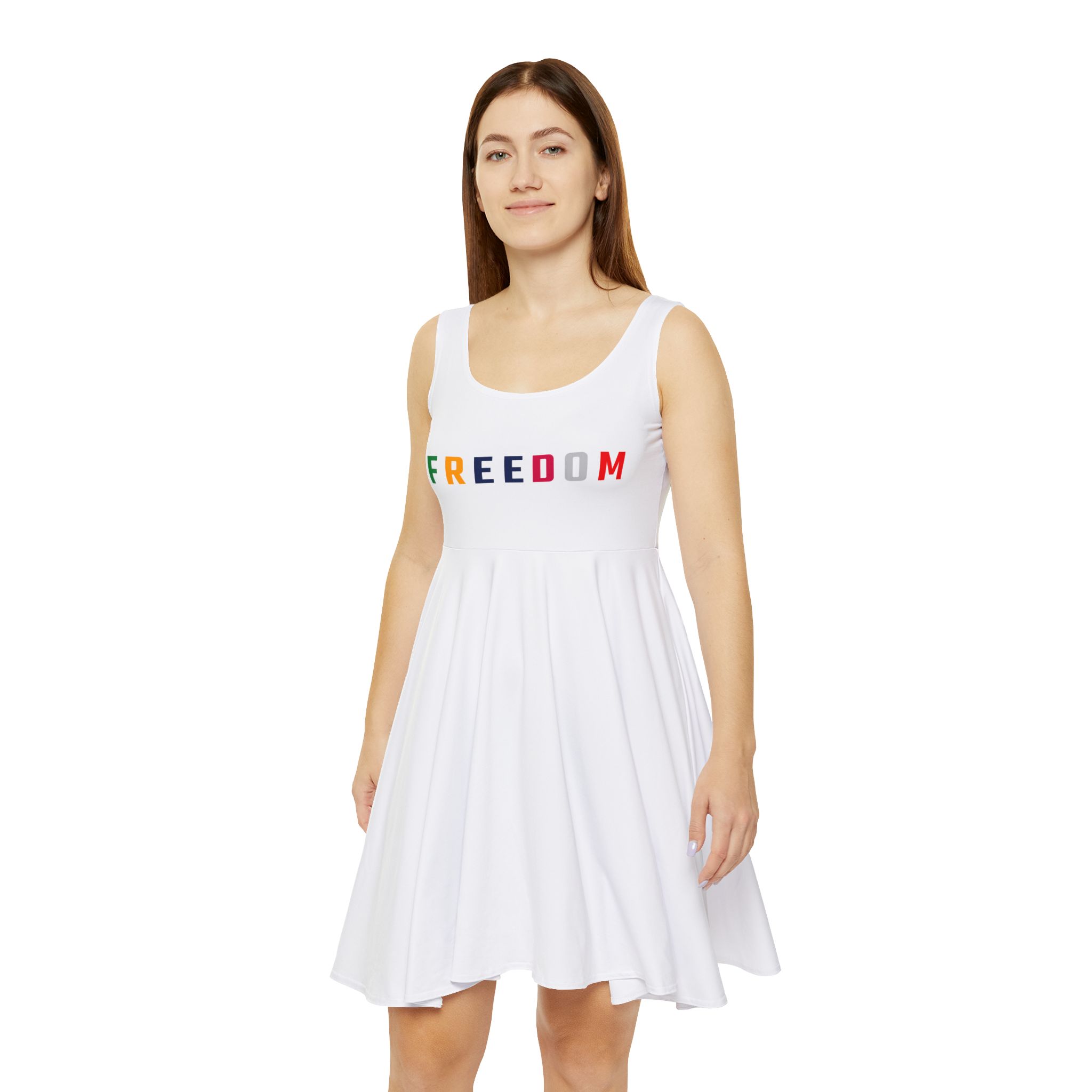 Freedom Rainbow Skater Dress — Women’s Casual A-Line Dress - Image 3