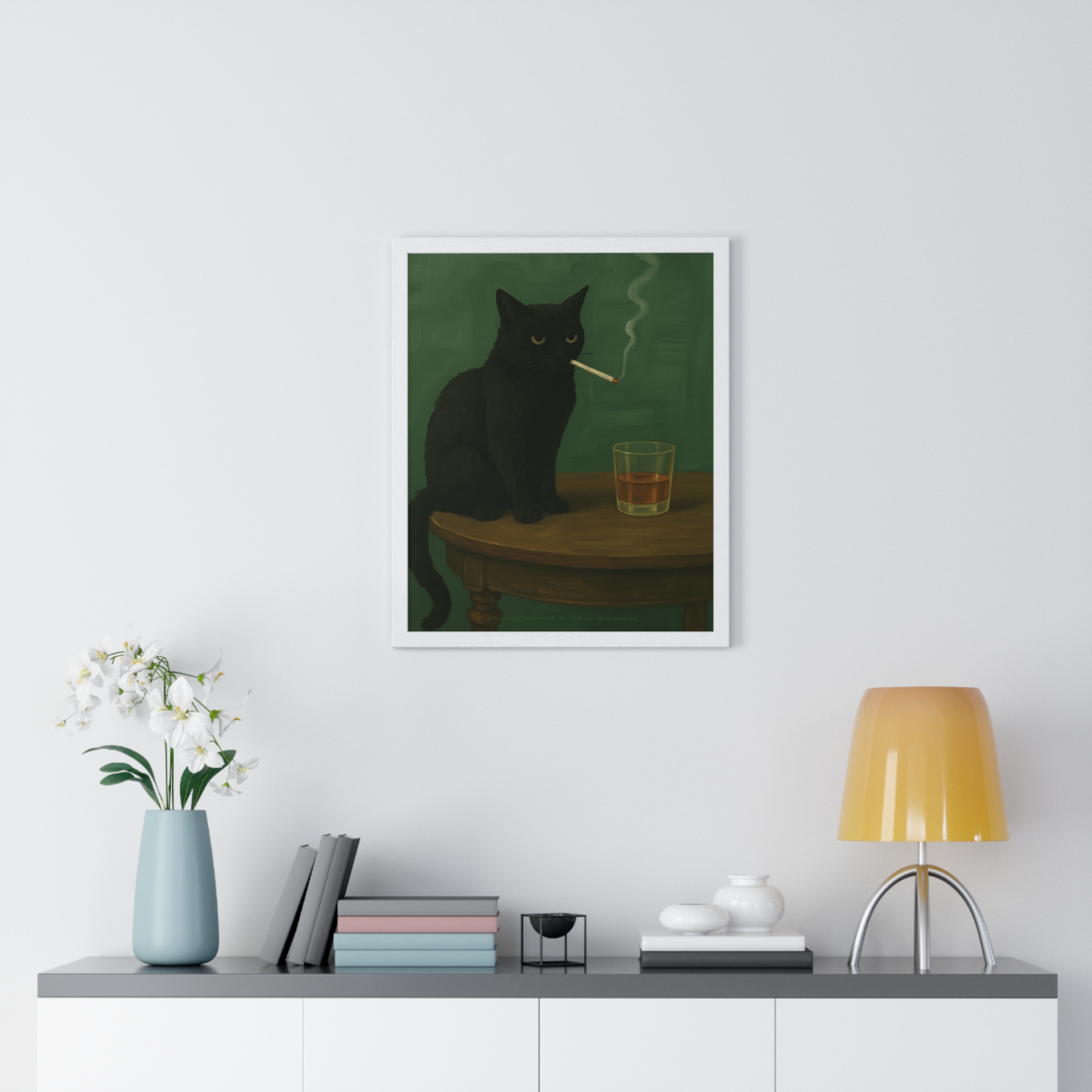 Framed Poster — Noir Cat with Whiskey & Cigarette Wall Art - Image 38
