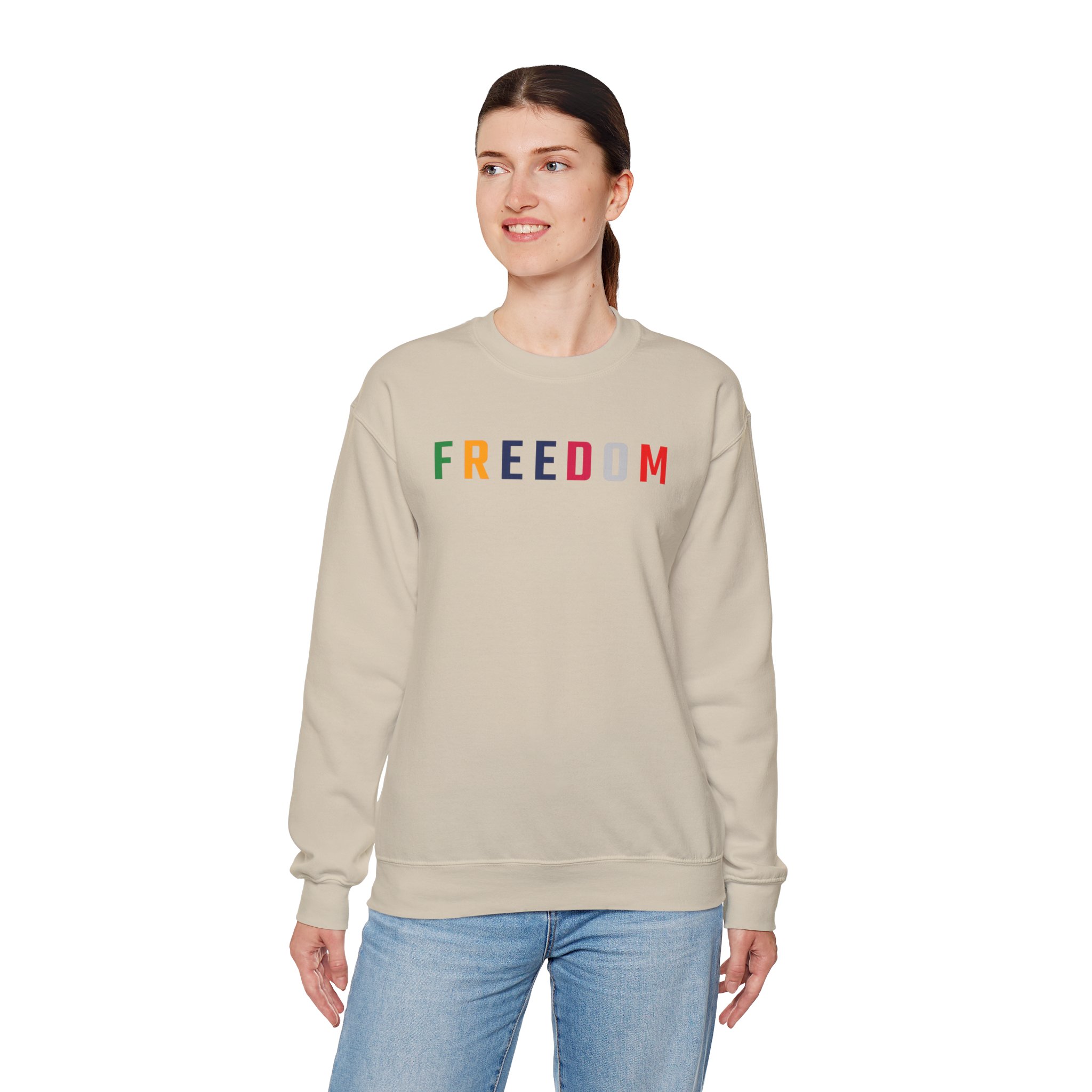 Freedom Crewneck Sweatshirt — "Freedom" Front & Raised Fist Back (Since 1776) - Image 42