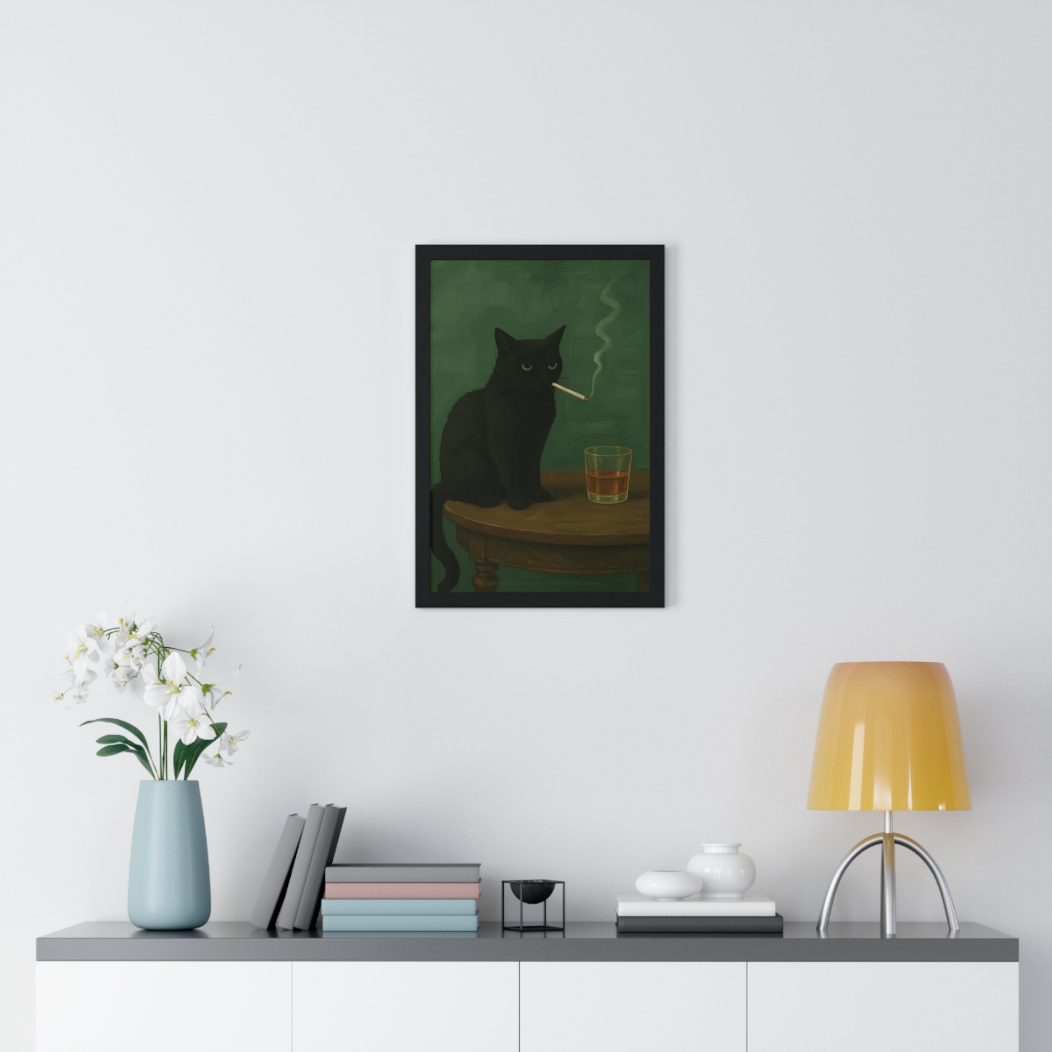 Framed Poster — Noir Cat with Whiskey & Cigarette Wall Art - Image 14