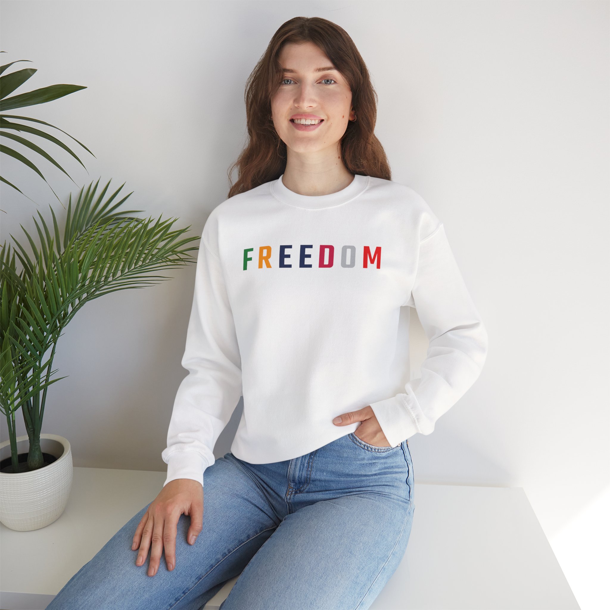 Freedom Crewneck Sweatshirt — "Freedom" Front & Raised Fist Back (Since 1776) - Image 34