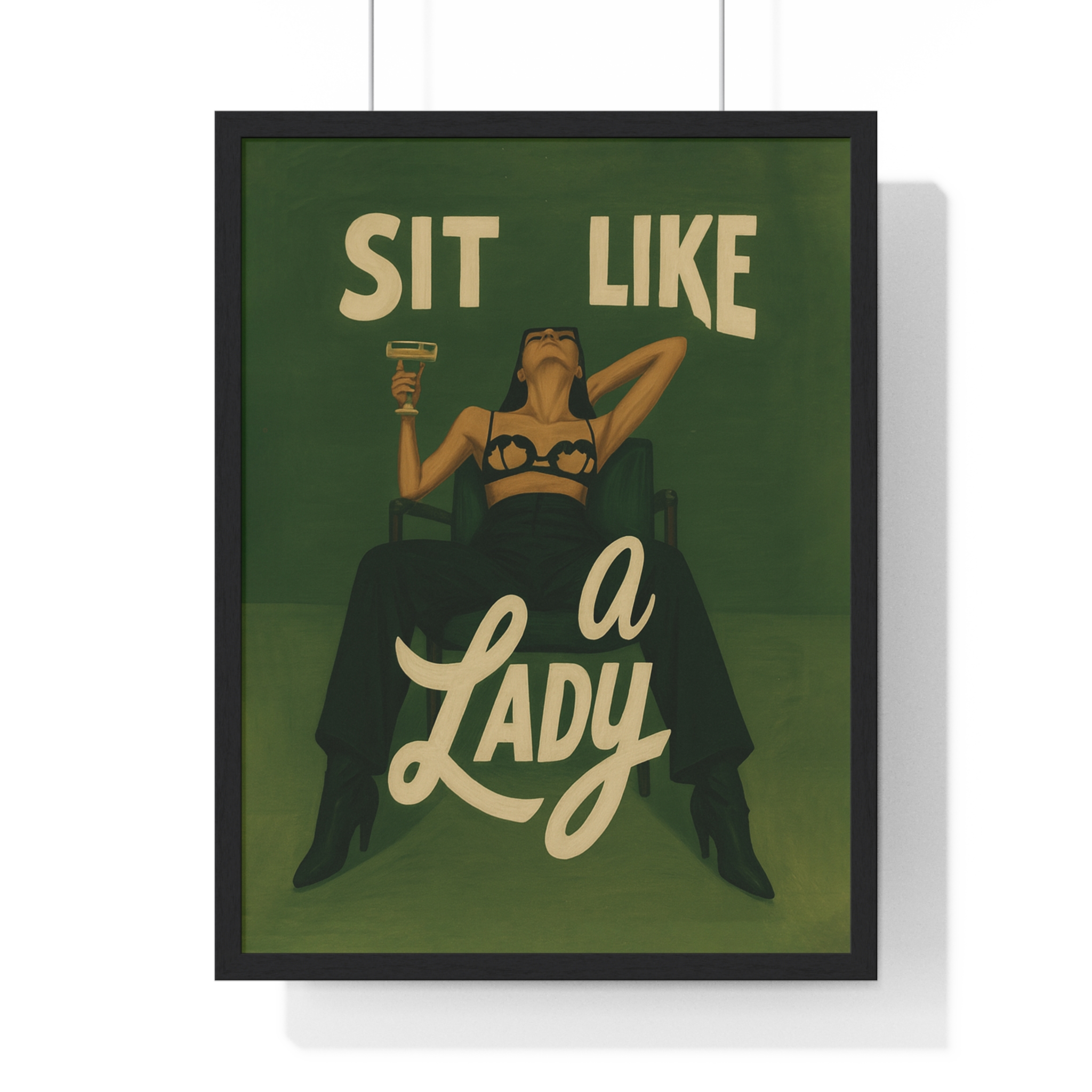 Framed Vertical Poster — “Sit Like a Lady” Vintage Pinup Art Print - Image 22