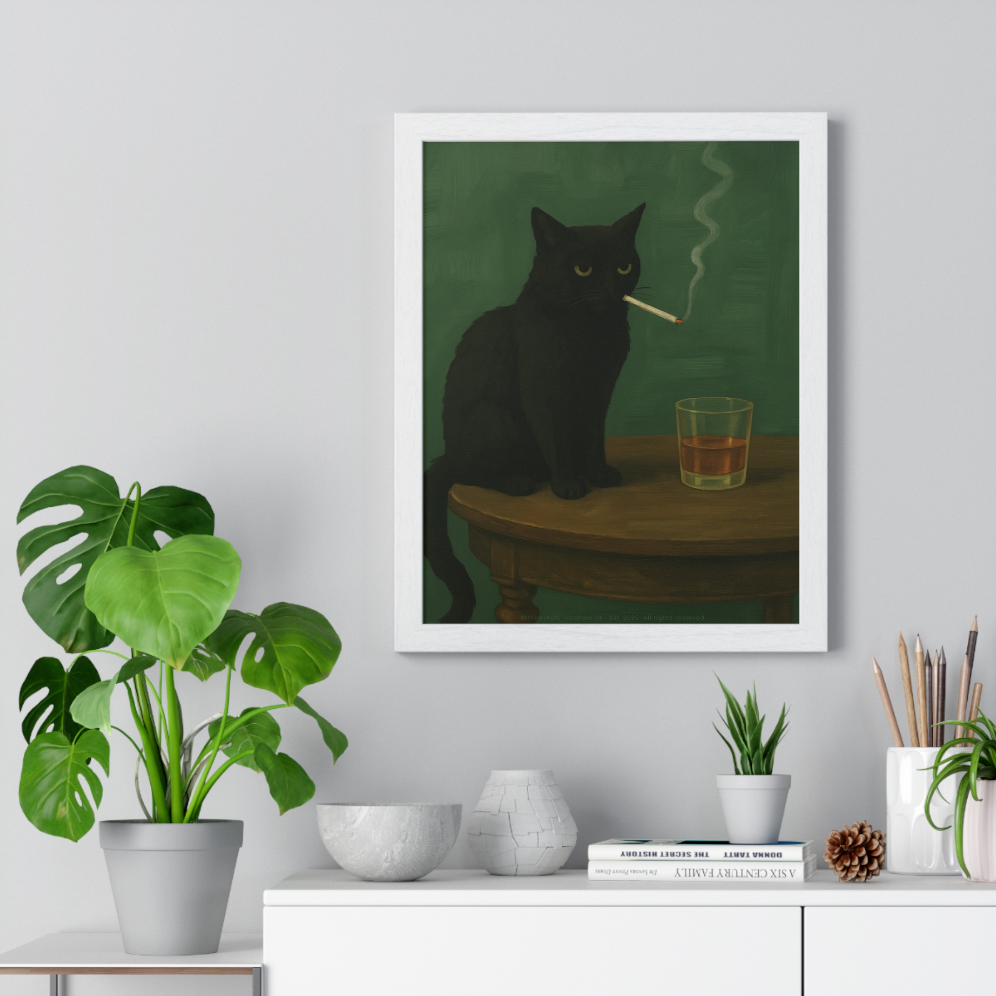 Framed Poster — Noir Cat with Whiskey & Cigarette Wall Art - Image 11