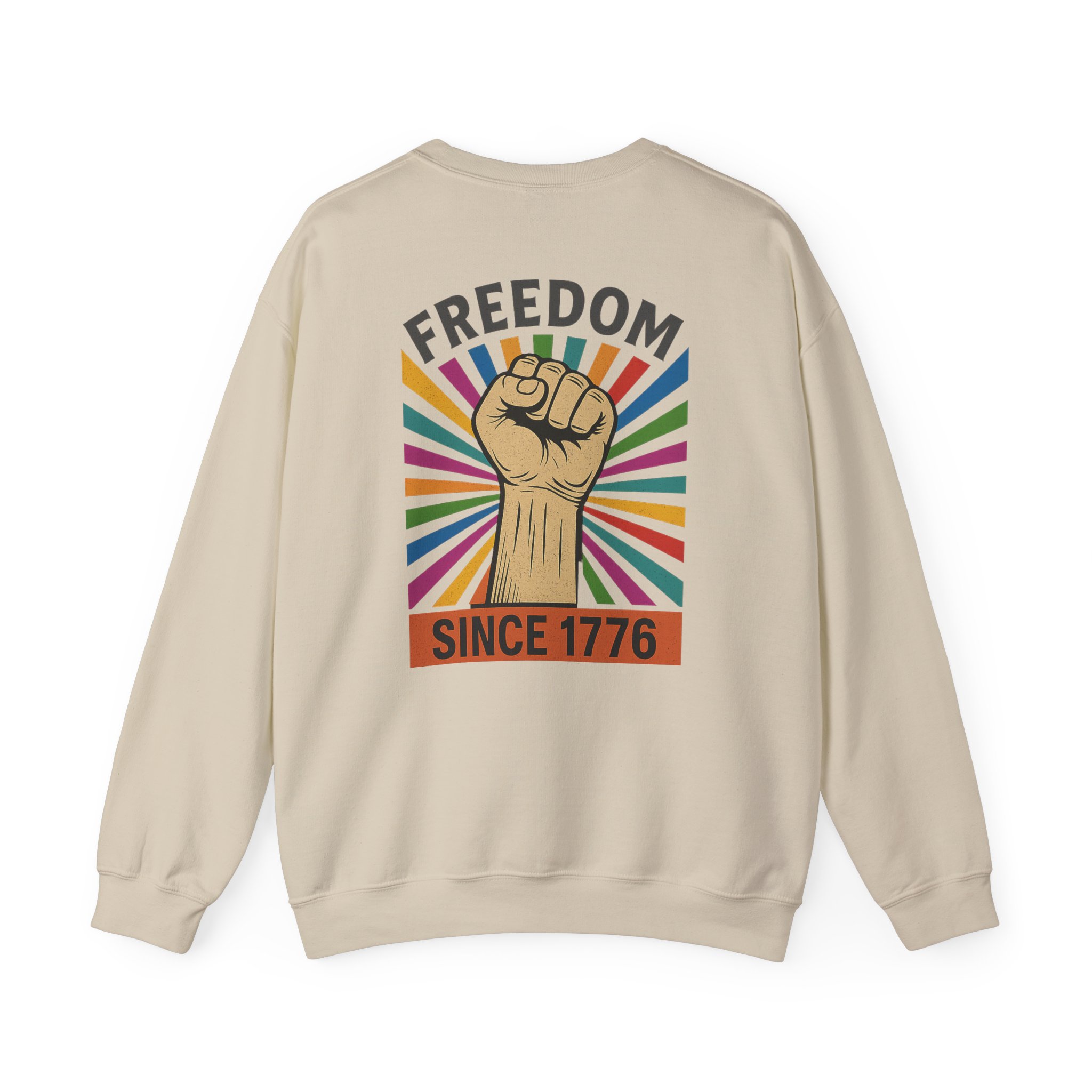 Freedom Crewneck Sweatshirt — "Freedom" Front & Raised Fist Back (Since 1776) - Image 36