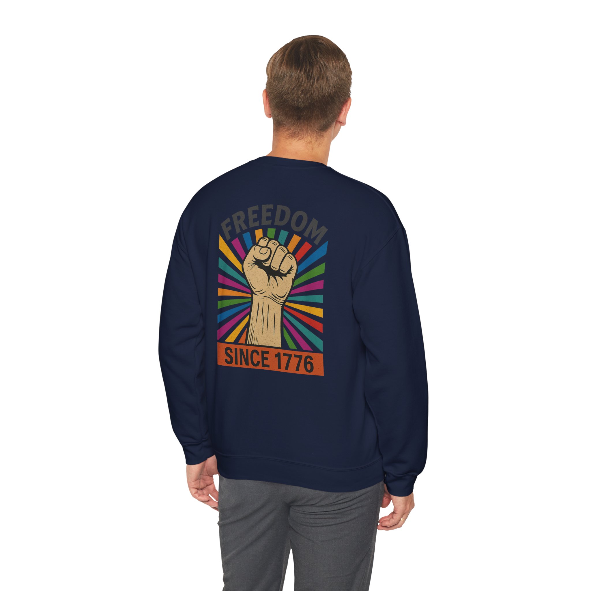 Freedom Crewneck Sweatshirt — "Freedom" Front & Raised Fist Back (Since 1776) - Image 63