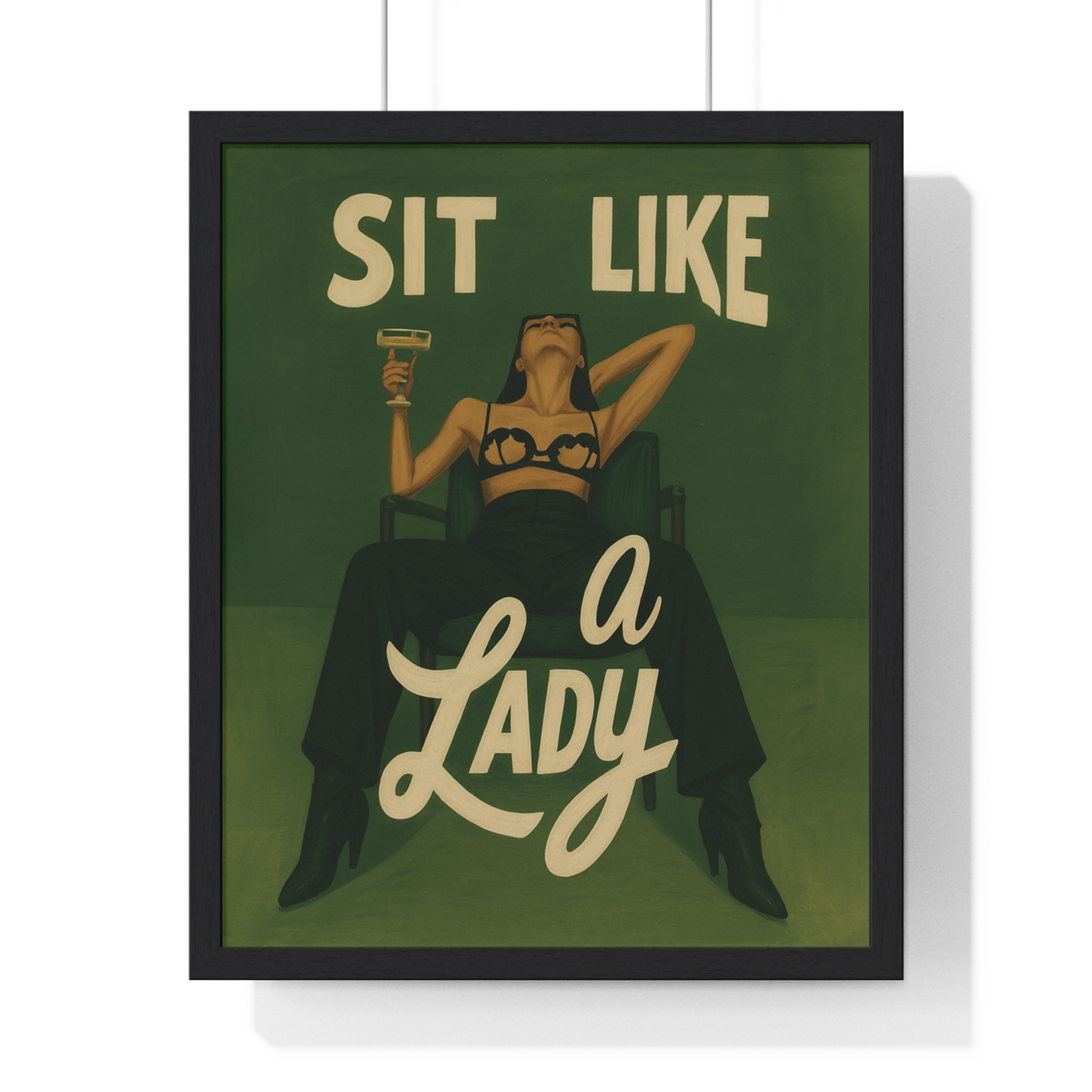 Framed Vertical Poster — “Sit Like a Lady” Vintage Pinup Art Print - Image 31
