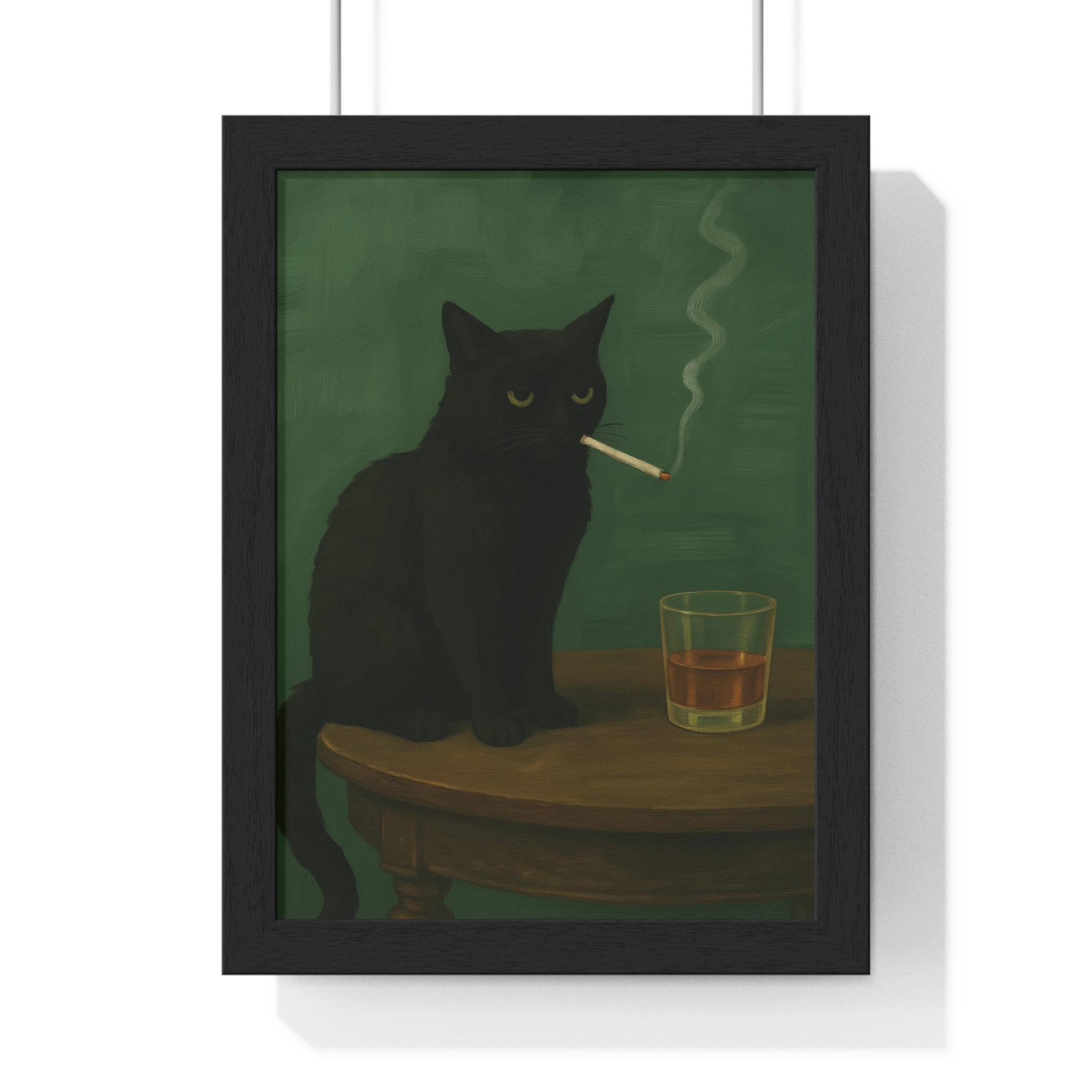 Framed Poster — Noir Cat with Whiskey & Cigarette Wall Art - Image 2