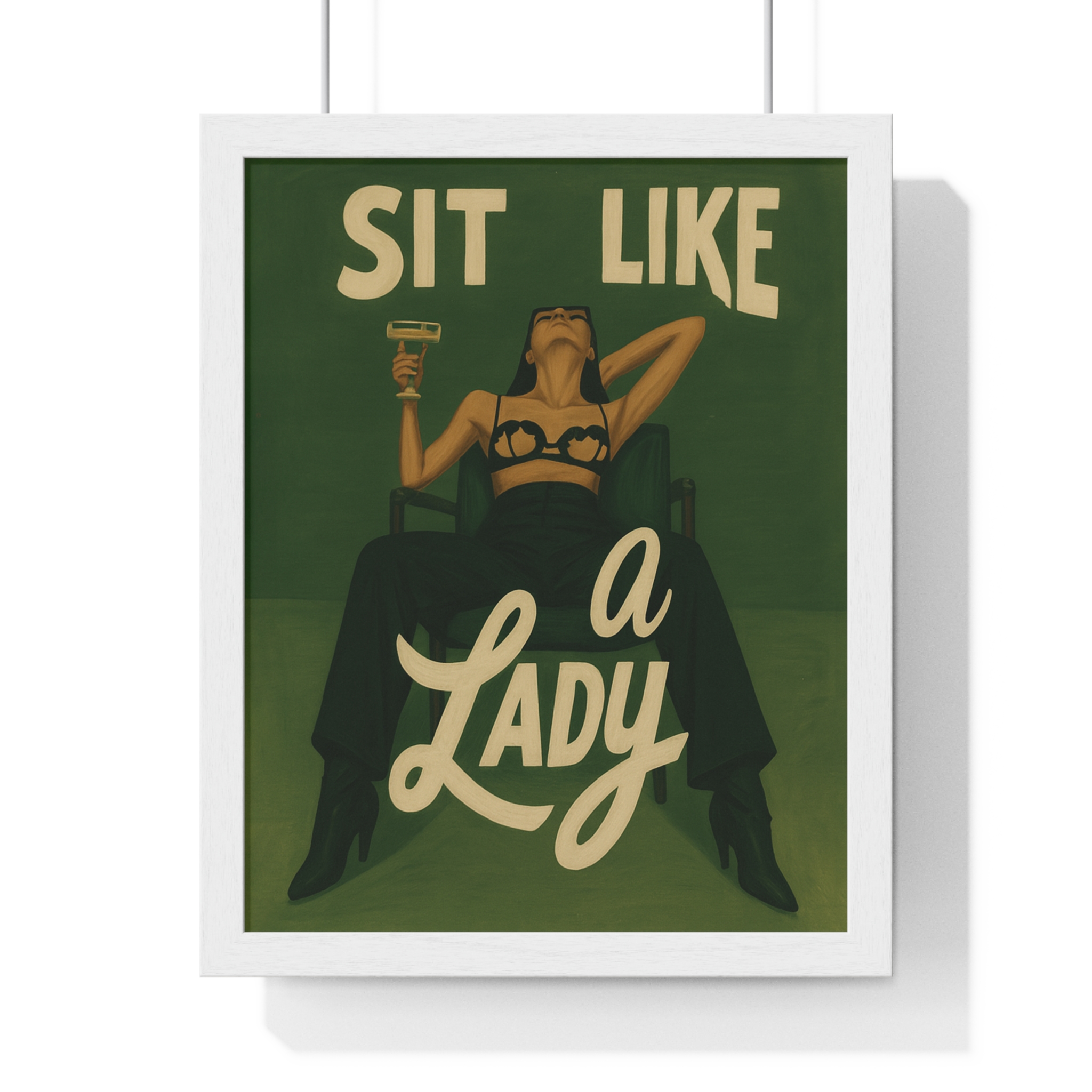 Framed Vertical Poster — “Sit Like a Lady” Vintage Pinup Art Print - Image 13