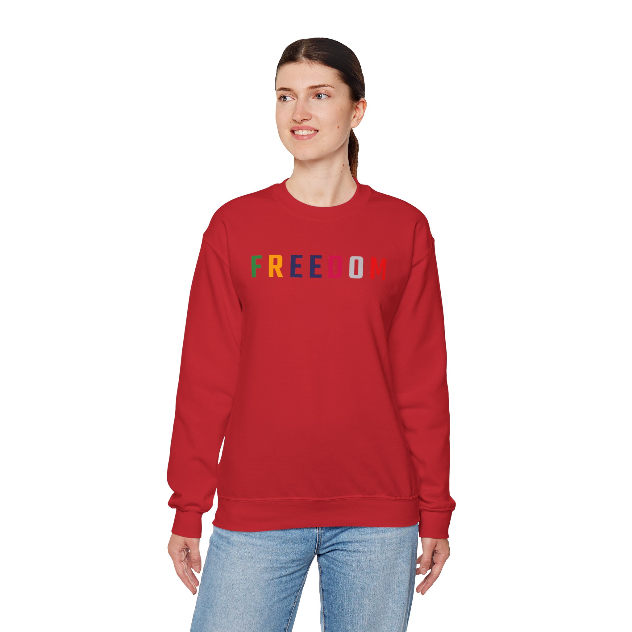 Freedom Crewneck Sweatshirt — "Freedom" Front & Raised Fist Back (Since 1776) - Image 75