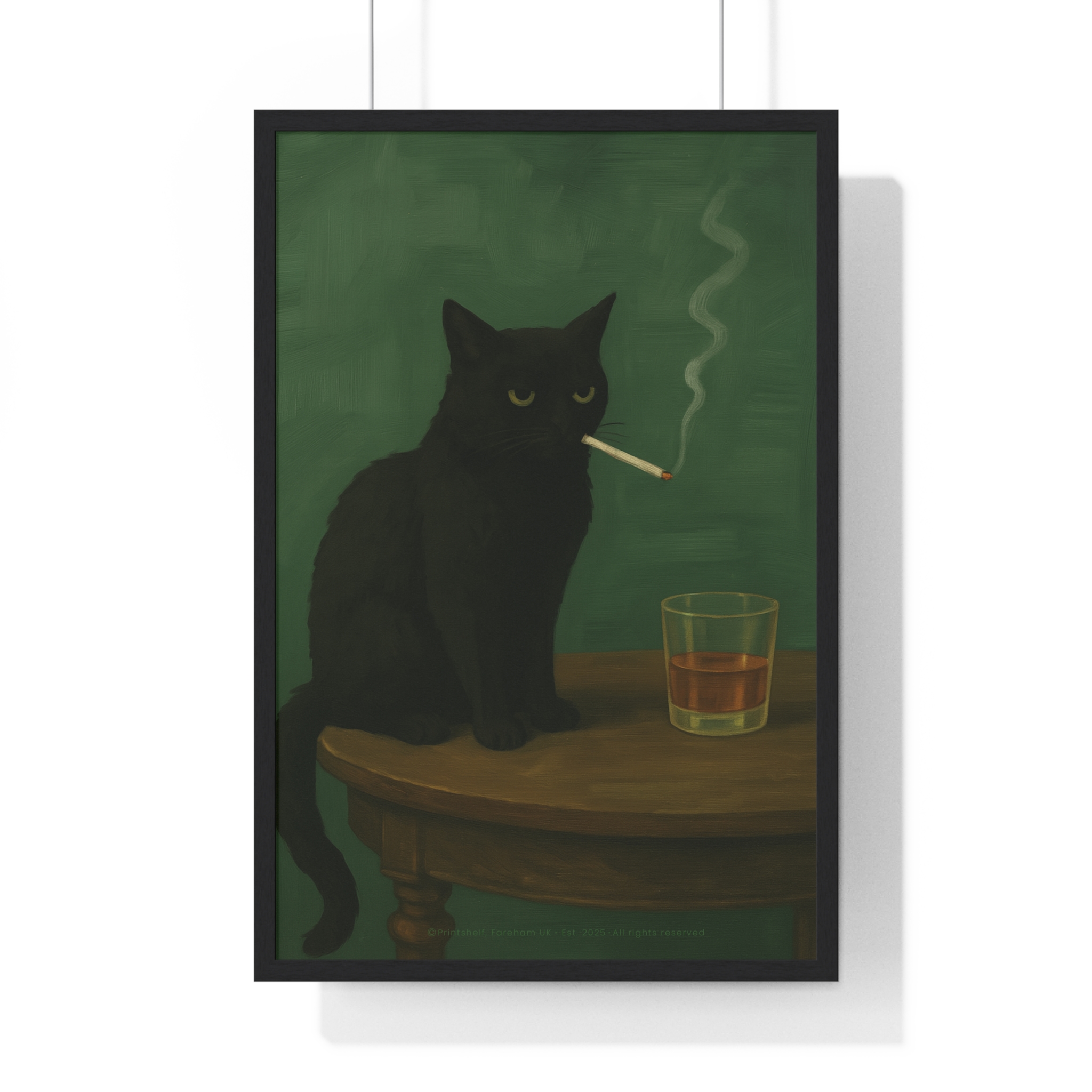 Framed Poster — Noir Cat with Whiskey & Cigarette Wall Art - Image 34