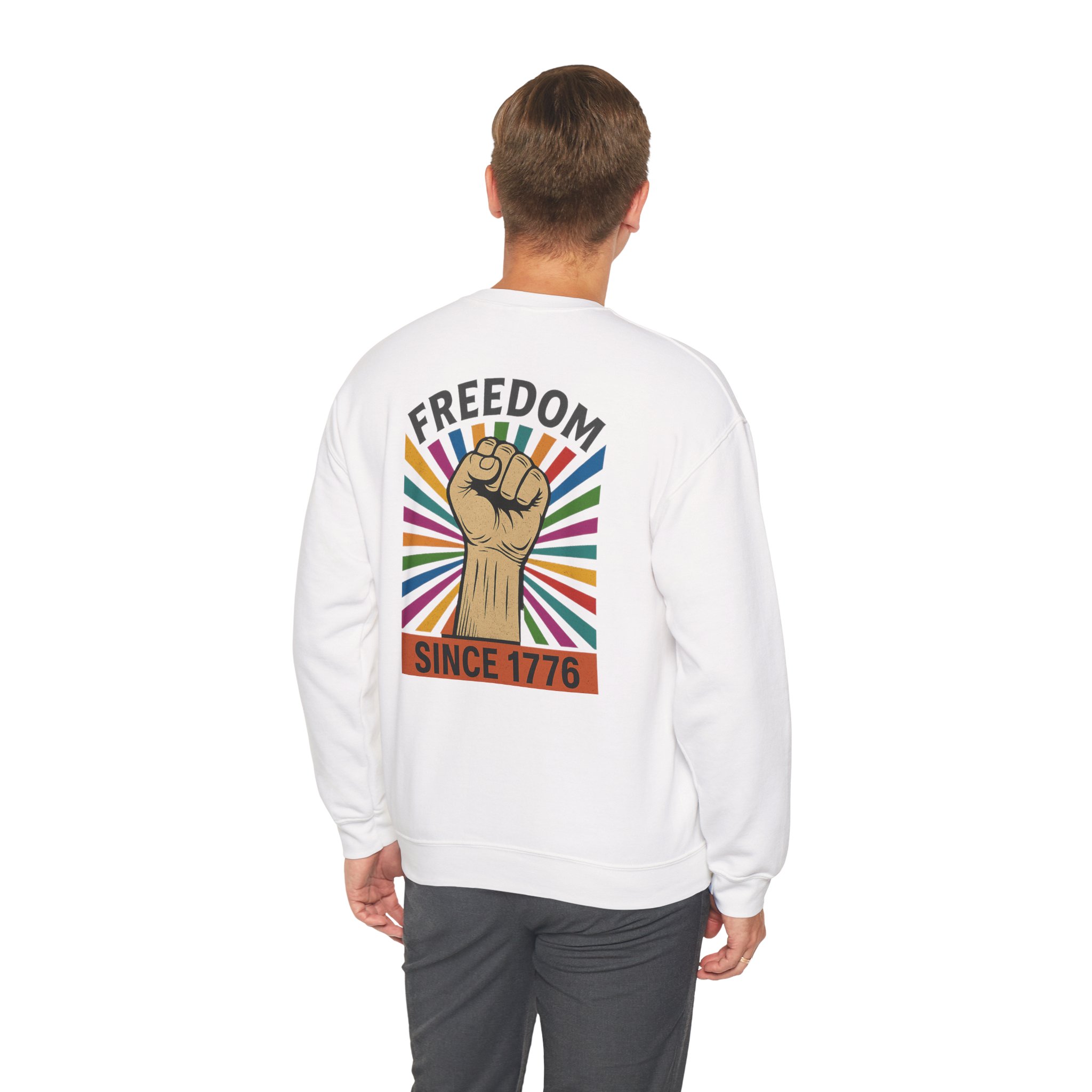 Freedom Crewneck Sweatshirt — "Freedom" Front & Raised Fist Back (Since 1776) - Image 30