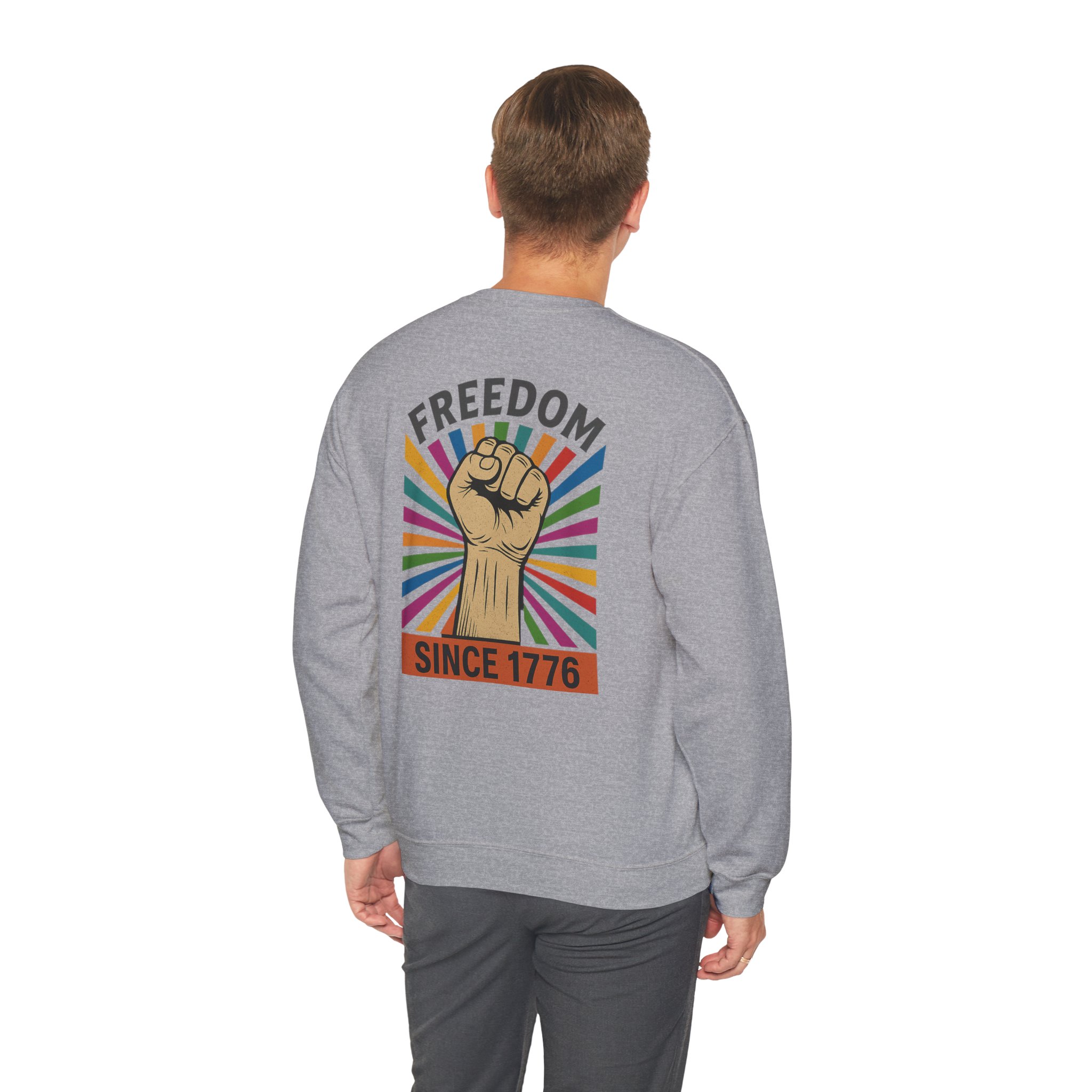 Freedom Crewneck Sweatshirt — "Freedom" Front & Raised Fist Back (Since 1776) - Image 52
