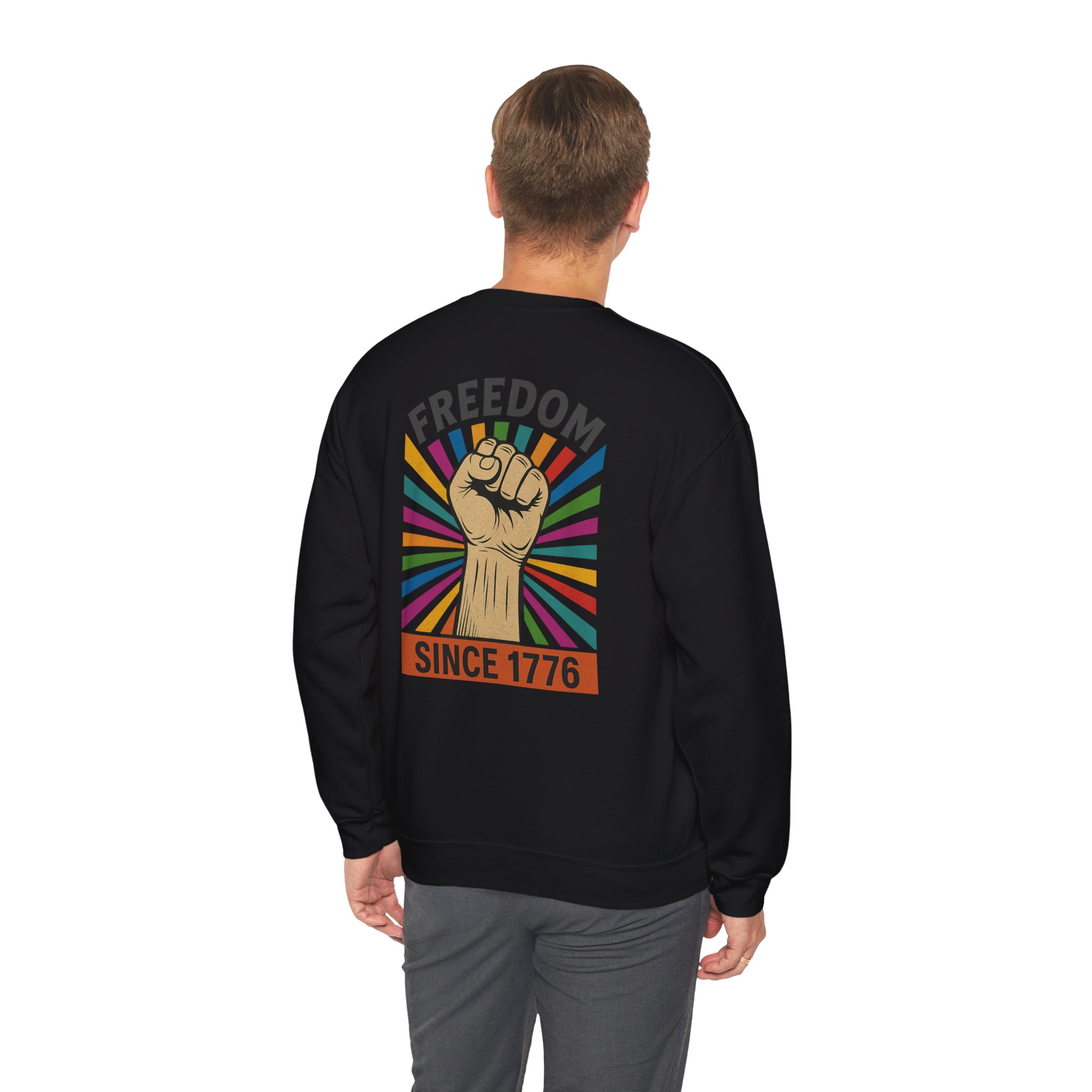 Freedom Crewneck Sweatshirt — "Freedom" Front & Raised Fist Back (Since 1776) - Image 18