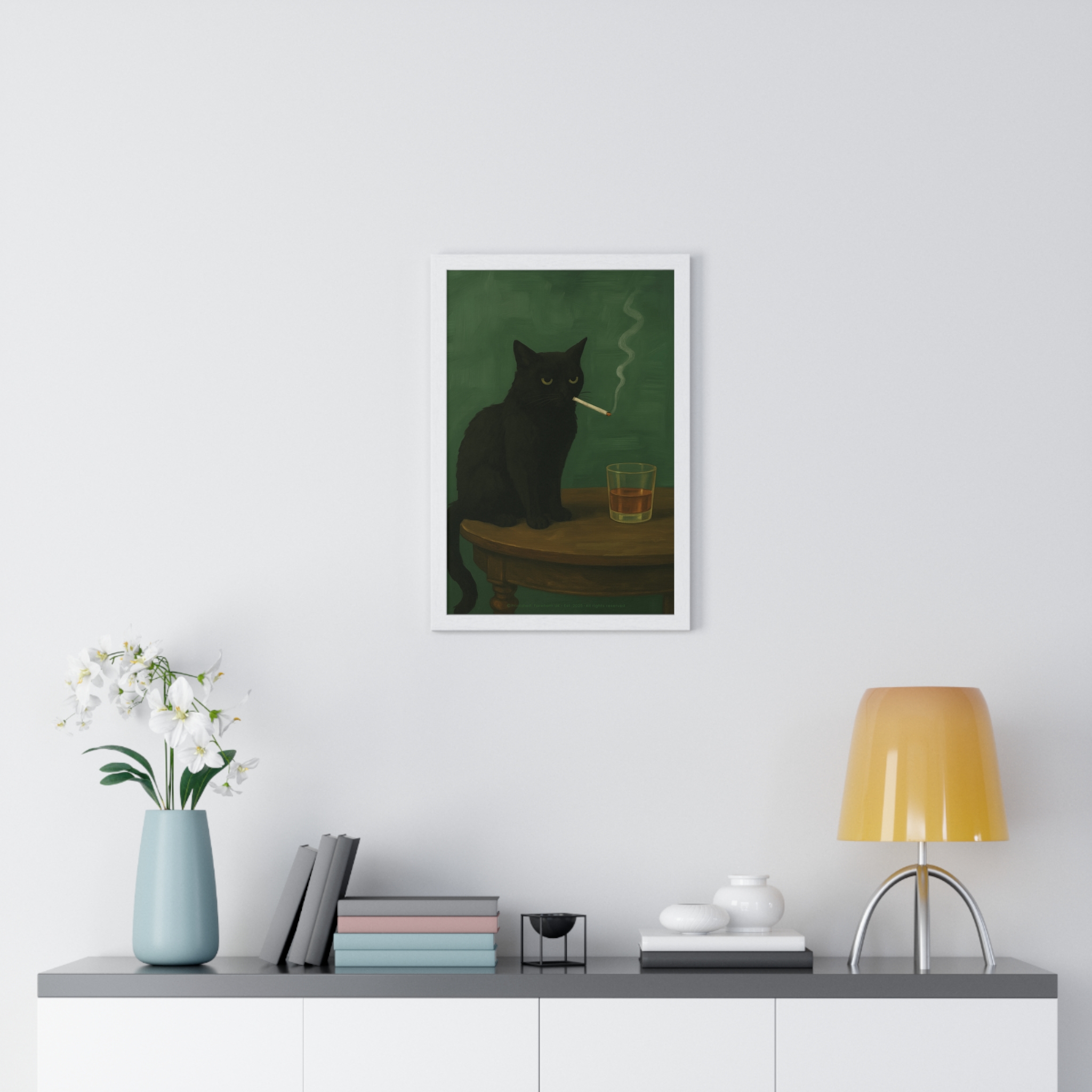 Framed Poster — Noir Cat with Whiskey & Cigarette Wall Art - Image 17