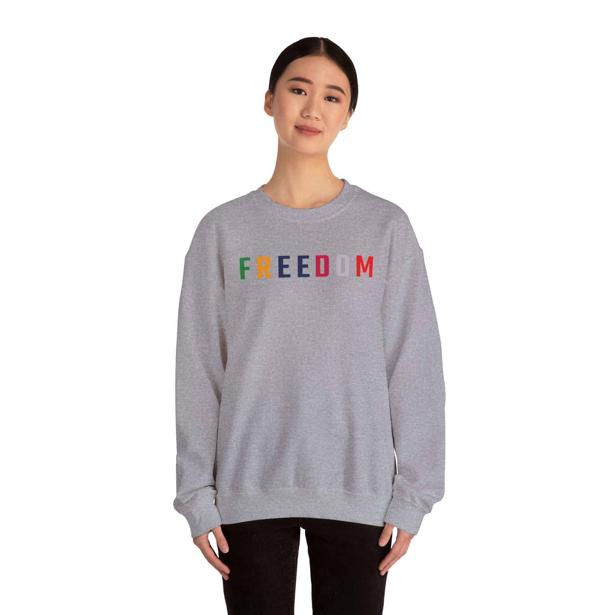 Freedom Crewneck Sweatshirt — "Freedom" Front & Raised Fist Back (Since 1776) - Image 49