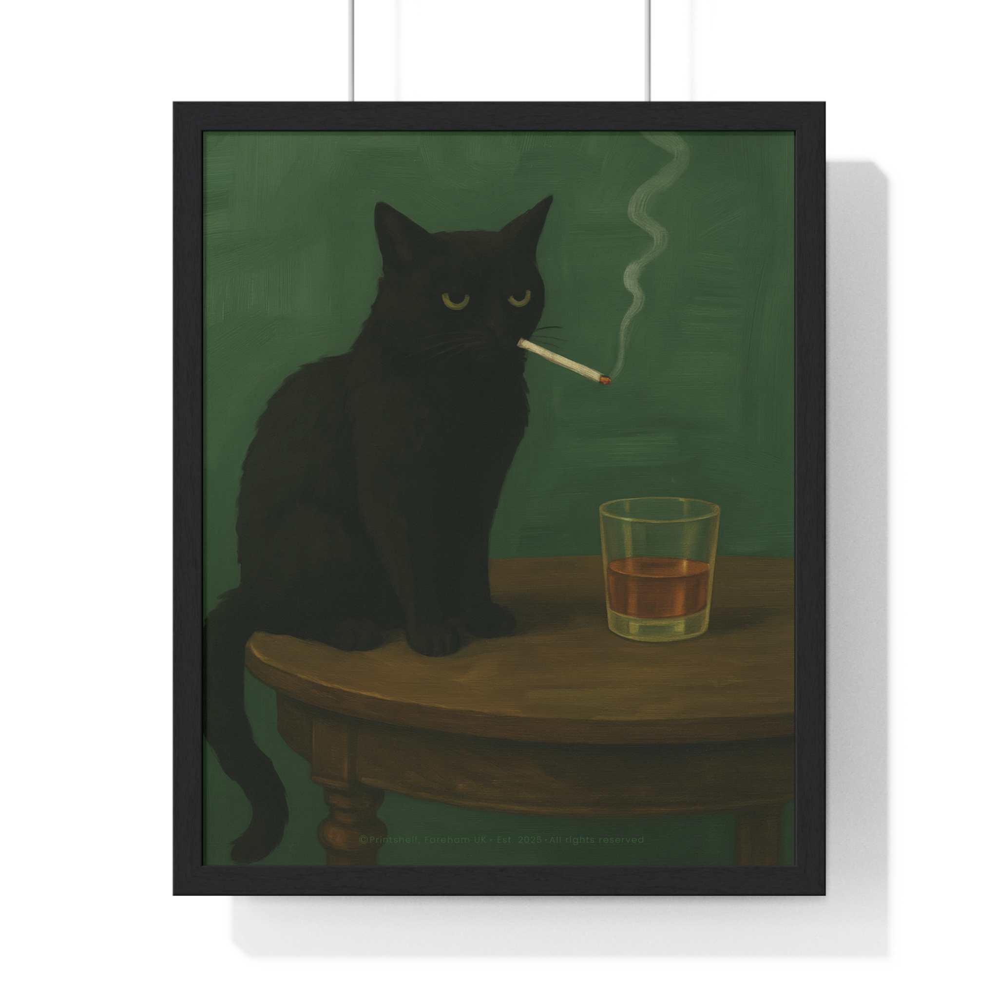 Framed Poster — Noir Cat with Whiskey & Cigarette Wall Art - Image 31