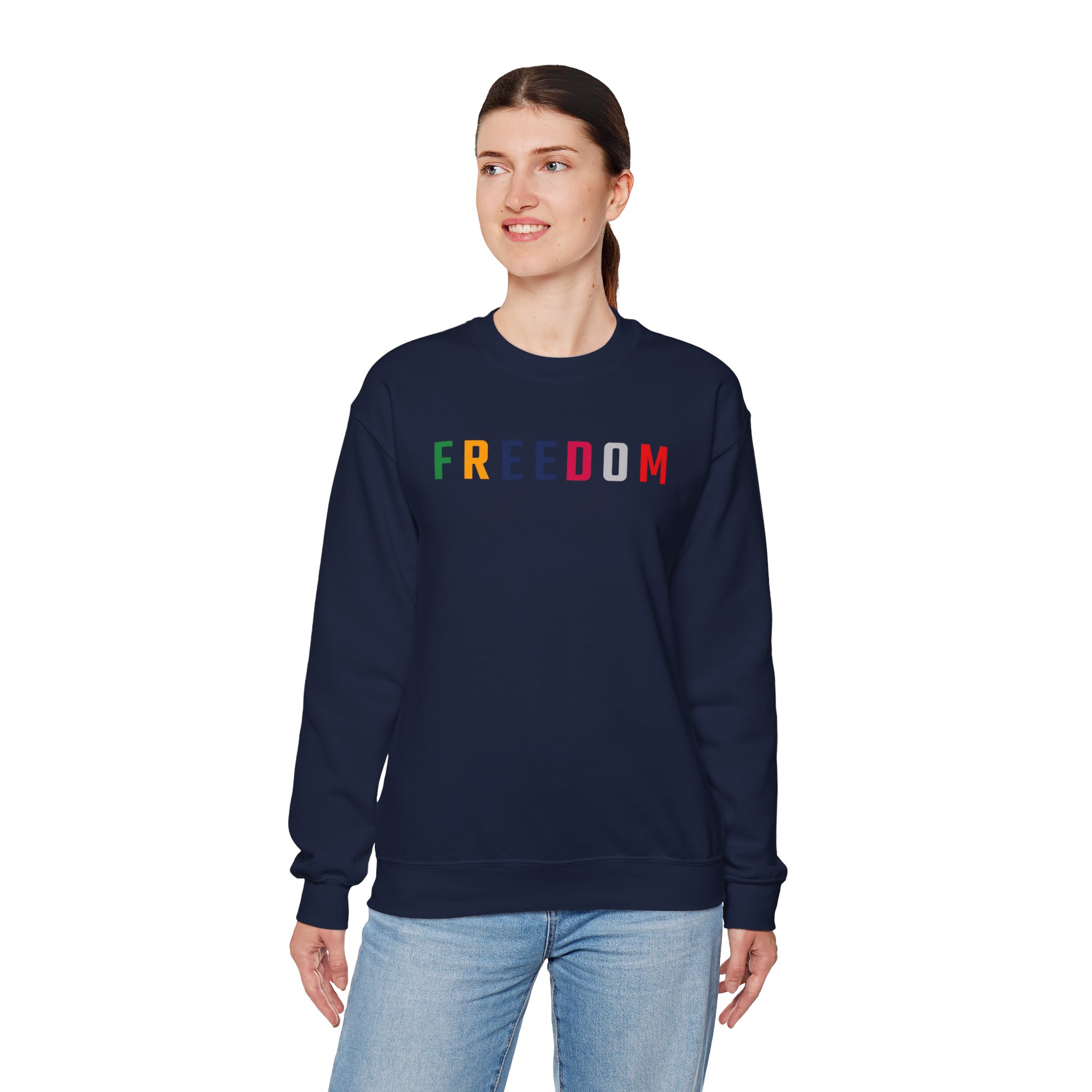 Freedom Crewneck Sweatshirt — "Freedom" Front & Raised Fist Back (Since 1776) - Image 64