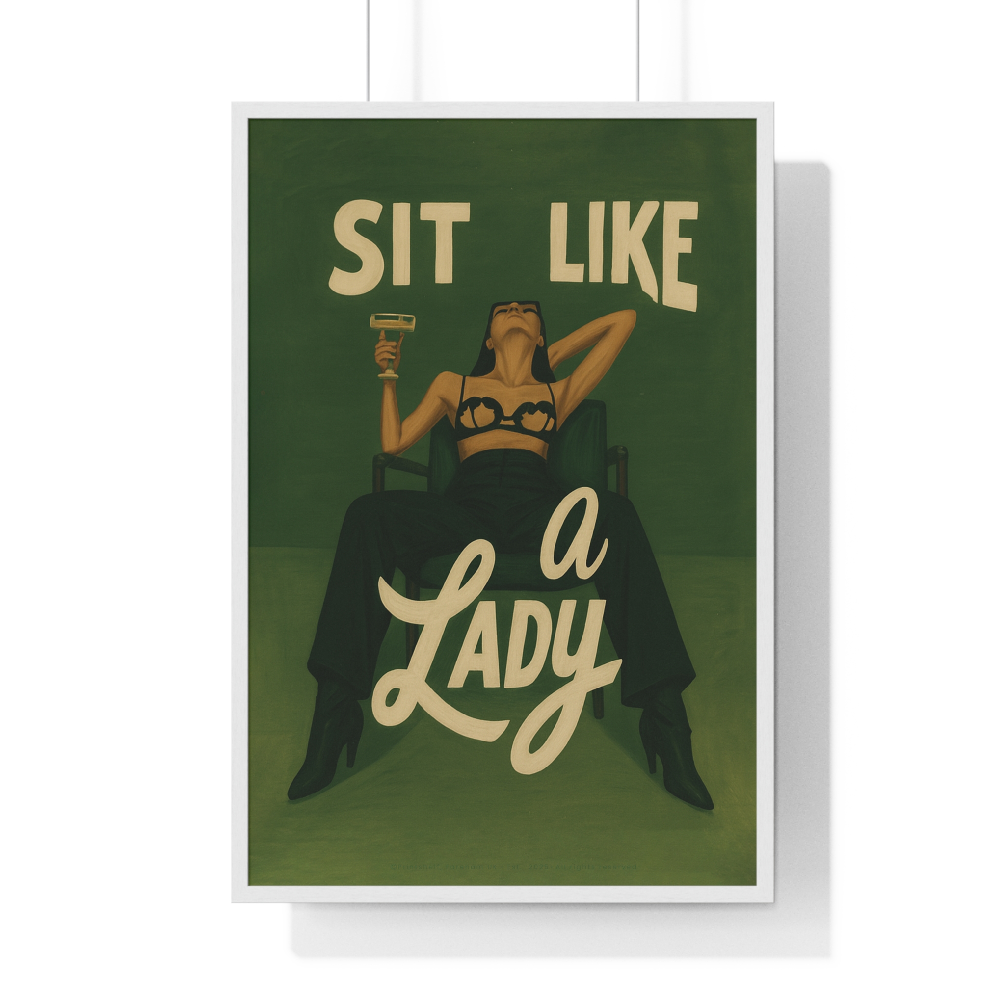 Framed Vertical Poster — “Sit Like a Lady” Vintage Pinup Art Print - Image 28