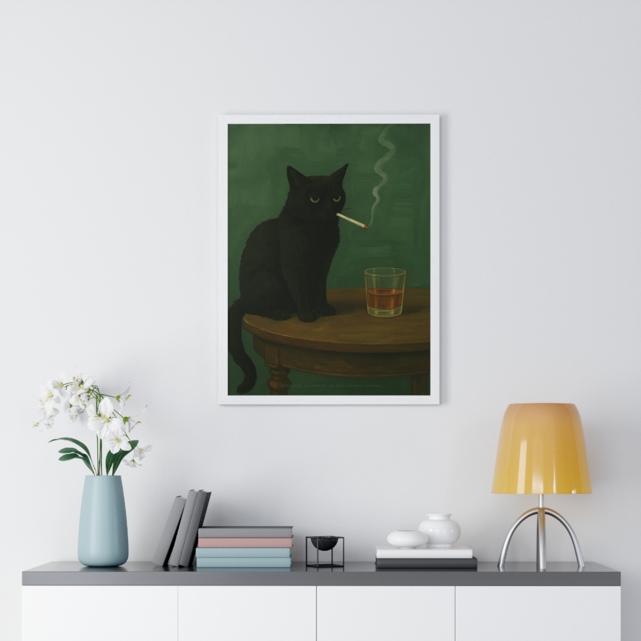 Framed Poster — Noir Cat with Whiskey & Cigarette Wall Art - Image 23