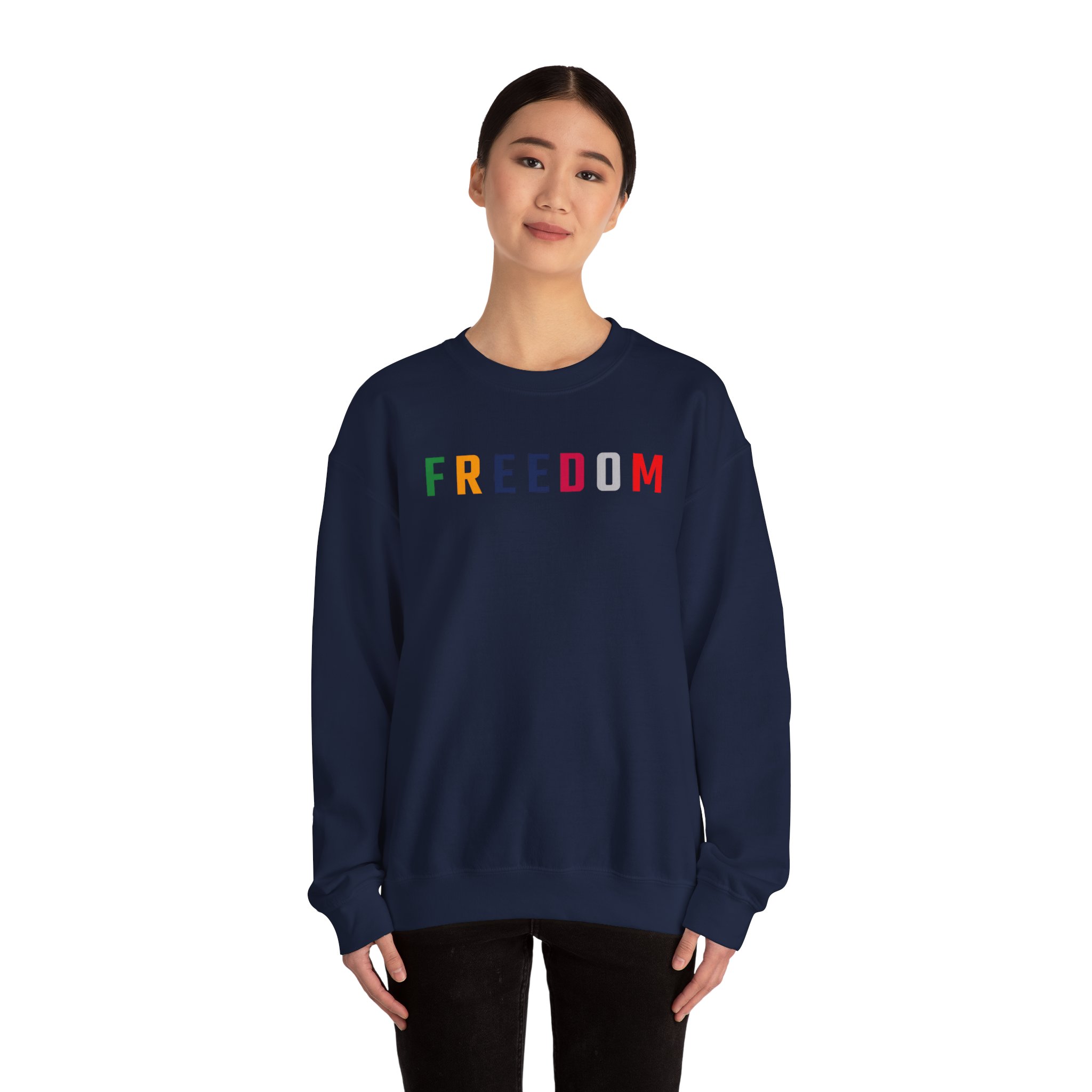 Freedom Crewneck Sweatshirt — "Freedom" Front & Raised Fist Back (Since 1776) - Image 60