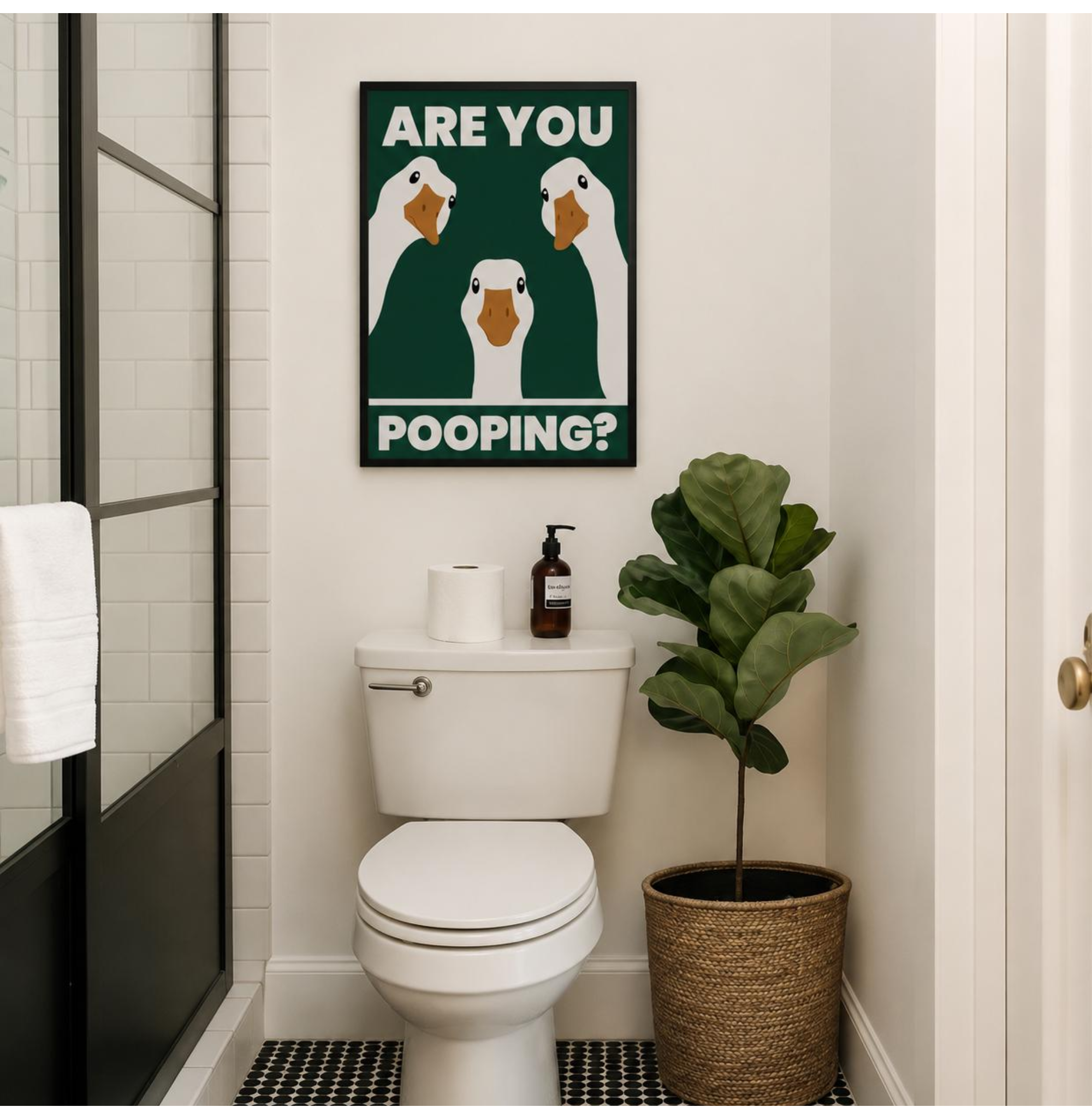 Personalized funny goose bathroom poster keepsake showing high quality glossy Kodak photo print details perfect for a housewarming gift